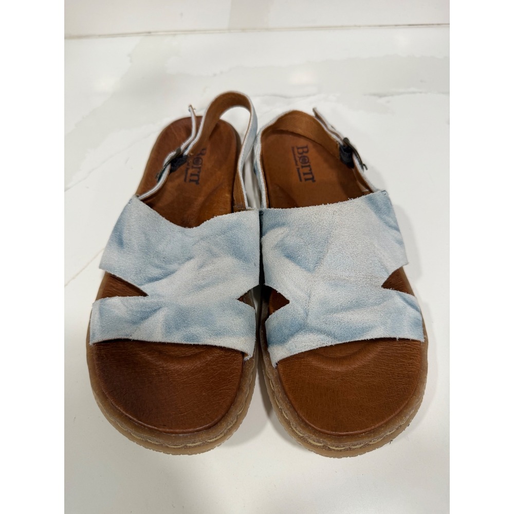 Born Womens Blue Tie Dye Suede Leather Slingback Sandals Size 8 BR0036432